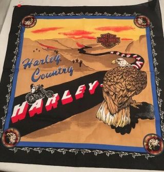 Vtg Harley Davidson Handkerchief Bandana Harley Country Eagle Desert 21 " X21 "