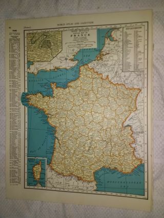 1942 Map Of France - Paris & Corsica Insets - Map Of Netherlands & Belgium & Lux