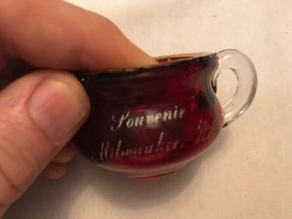 Milwaukee,  Wisconsin Vintage Ruby Souvenir Cup,  Circa 1900 4
