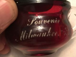 Milwaukee,  Wisconsin Vintage Ruby Souvenir Cup,  Circa 1900 5