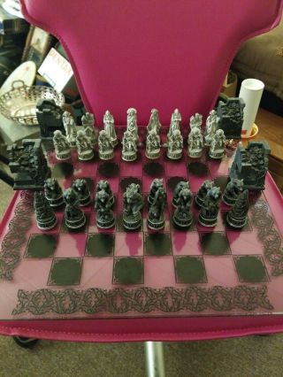 Collector Edition Chess And Glass Board Vampire Draculas Vs Lycan Werewolves