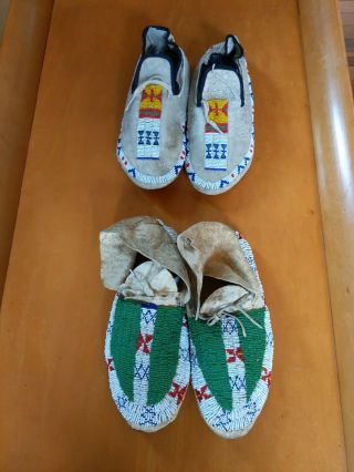 2 Pair Sioux - Beaded Moccasins