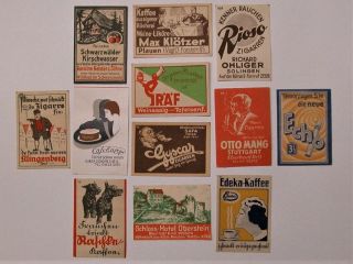 Germany Old Matchbox Label 12 Different Vintage German Design Labels