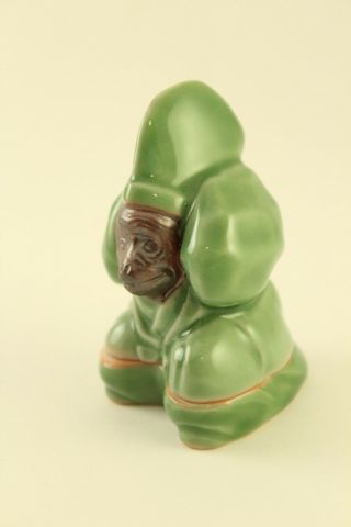 Vtg Japanese Porcelain Lidded Chinese Zodiac Monkey Trinket Incense Box Signed 2