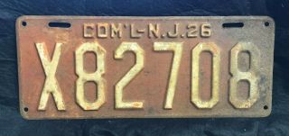 Antique 1929 Jersey Commercial License Plate X82708