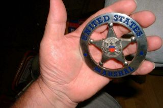 Metal Plaque License Plate Topper United States Marshal Star Badge 3 3/4 "