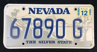 Nevada 1991 Trailer License Plate 67890 G