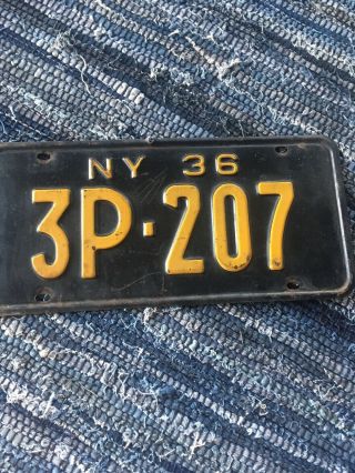 1936 York Ny License Plate Tag Rustic Antique 3p 207