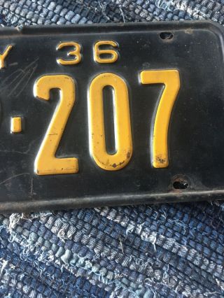 1936 YORK NY LICENSE PLATE TAG RUSTIC ANTIQUE 3P 207 3