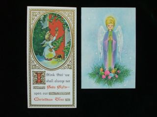 Vintage Christmas Cards Angels Ornaments God’s Gifts Miniature Tree Rust Craft