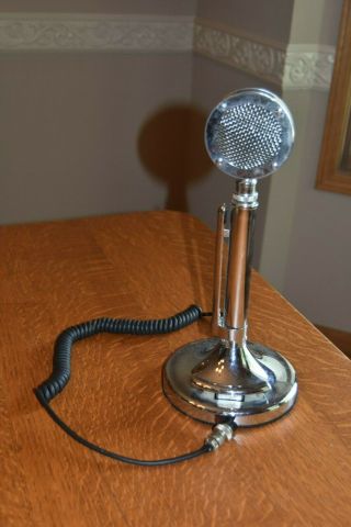 Vintage Astatic Silver Eagle Microphone And Stand W/ Cord Electronics Ham Radio
