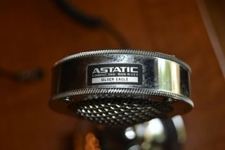 vintage Astatic Silver Eagle microphone and stand w/ cord electronics ham radio 3