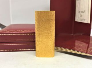 Auth Cartier K18 Gold - Plated Brushed Bark Pattern Short Oval Lighter W Case
