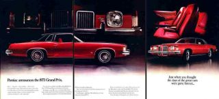 1973 Pontiac Grand Prix Folder Brochure Advertisement Print Art Car Ad D157