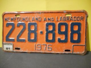 1976 Newfoundland And Labrador Vehicle License Plate,  228 - 898,  Tag,  Canada