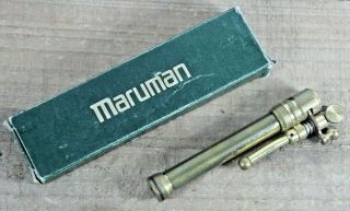 Rare Antique Vintage Maruman Brass Cylinder Cigar Lighter,  Box,  Unusual