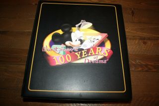 90 Disney Pins,  Each Different,  Plus Notebook 100 Years Of Dreams,  To Hold Pins