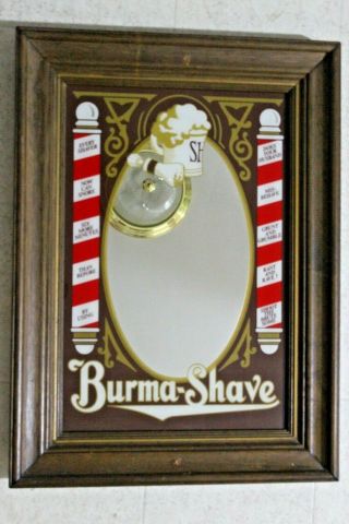 Vintage Burma Shave Large 22”x16” Barber Shop Bar Mirror Sign Collectible Rare