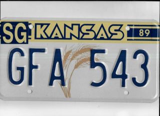 Kansas Passenger 1989 License Plate " Gfa 543 " Sedgwick