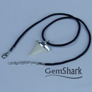 1.  2  Modern Great White Shark Tooth Necklace For Men Silver Cap GN30MM 2