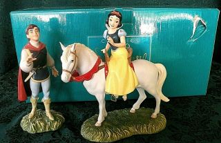 Disney Wdcc 1228042 (set Of 2) " Snow White On Horse With Prince " W/box &