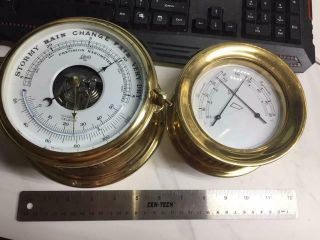 Vintage Brass Schatz Precision Barometer & Thermometer & Hydrometer