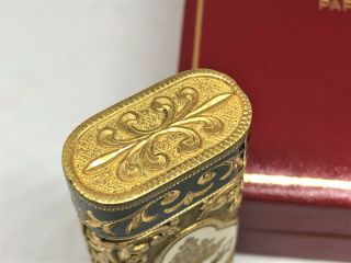 Rare Auth CARTIER x ROY KING K18 Gold Plated Lacquer Etched Lighter Dark Gold 10