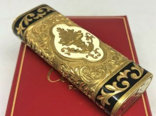 Rare Auth CARTIER x ROY KING K18 Gold Plated Lacquer Etched Lighter Dark Gold 5