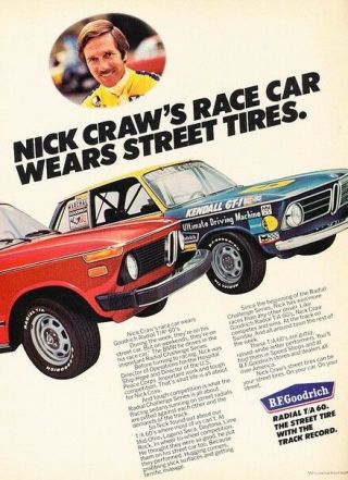 1973 Bmw 2002 Race Nick Craw Advertisement Print Art Car Ad K14
