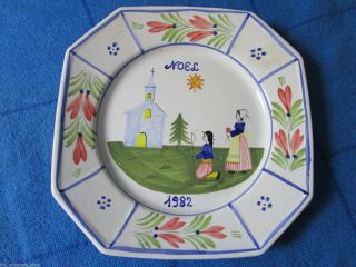 Quimper Christmas Plate 1982 By Quimper France,  Limited Edition[ Quim