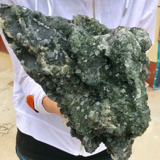 9.  14lb Natural Green Cubic Fluorite Quartz Crystal Mineral Specimen Healling 732