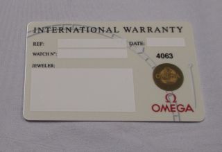 NOS Open/Blank White OMEGA Watch International Card w/ Source Code ONLY 2