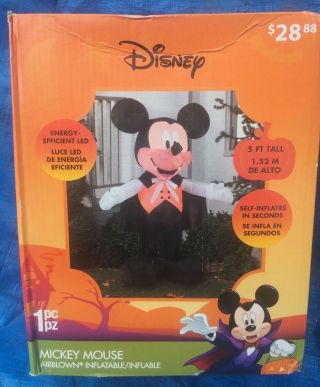 Disney Halloween Inflatable Mickey Mouse Vampire Dracula Airblown Yard 5 