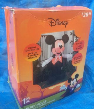 Disney Halloween Inflatable Mickey Mouse Vampire Dracula Airblown Yard 5 ' 5