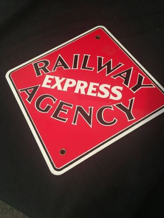 Vintage Railway Express Agency Porcelain Metal Sign Railroad Train Item As Found 8