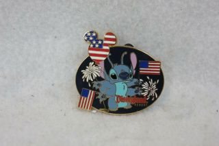 Disney Dlr Pin 4th Fourth Of July Stitch With Flags And Fireworks Patriotic