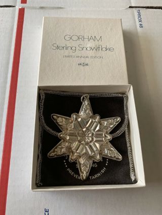 Gorham 1970 Sterling Silver Snowflake Christmas Ornament Orig Pouch,  Box