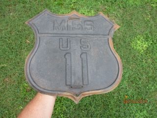 Rare Antique Vintage Mississippi Us Route Highway 11 " Shield " Embossed Road Sign