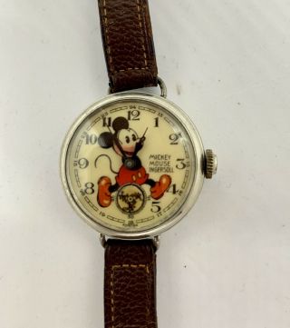 Vintage 1936 Ingersoll English Mickey Mouse Wrist Watch Antique  (rare)