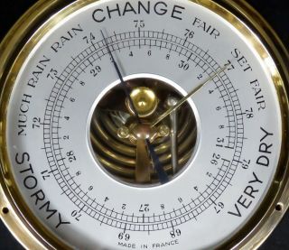 Vtg French Brass Shipboard Ship Barometer Weather Instrument Gauge