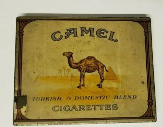 Vintage 50 Camel Cigarettes Flat Tin Box Turkish & Domestic Blend Tobacco Empty
