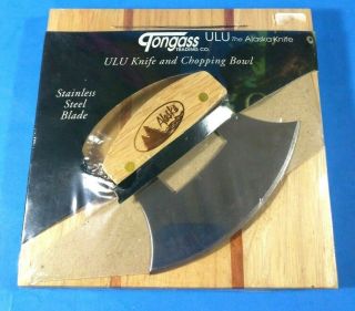 Tongass Trading Stainless Steel Alaska Ulu Knife And 8 X 8 " Chopping Bowl -