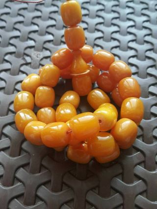yellow Tesbih Faturan Rosary German Amber Bakelite Islamic Prayer 33 Beads 81gr 2