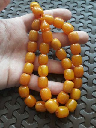 yellow Tesbih Faturan Rosary German Amber Bakelite Islamic Prayer 33 Beads 81gr 4