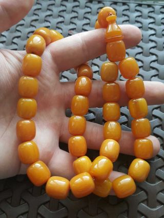 yellow Tesbih Faturan Rosary German Amber Bakelite Islamic Prayer 33 Beads 81gr 5