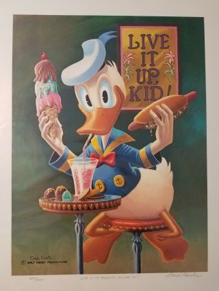 Disney Donald Duck Carl Barks Signed Litho Live It Up Donald You 