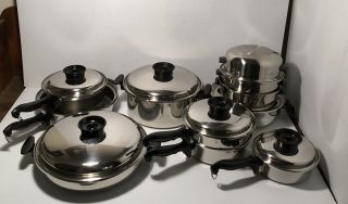 18 Pc.  Chefs Ware By Towncraft 5 Ply Multicore T304 Stainless Steel Cookware