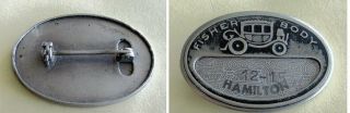 Fisher Body Employee Badge: HAMILTON OHIO; Iconic Buggy Emblem 2