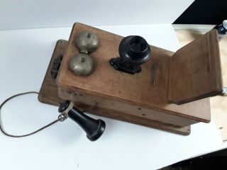 Stromberg Carlson Antique Wooden Wall Telephone 5 Bar Magneto