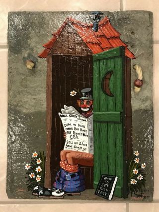 Vivian Pierre Louis Laiche Hand Painted Orleans Slate Tile 1985 Clown